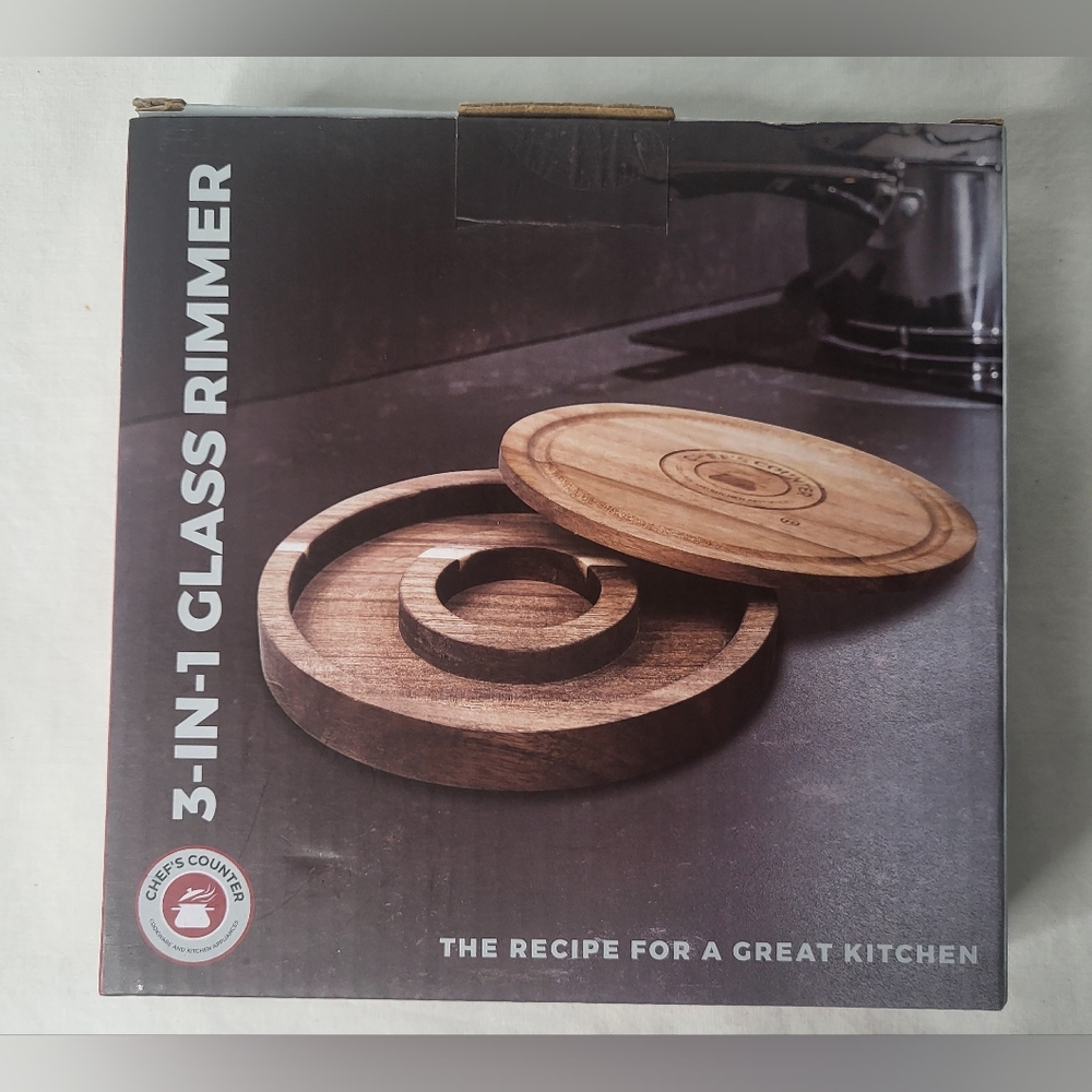 NEW Country Corner 3 In 1 Glass Rimmer Bundle Of Two Wood Glass Rimmers NIB - Picture 12 of 12